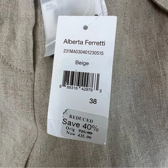 Alberta Ferretti High Waist Wide Leg Linen Pants Beige Oatmeal IT 38 US 2 NWT - Picture 8 of 10